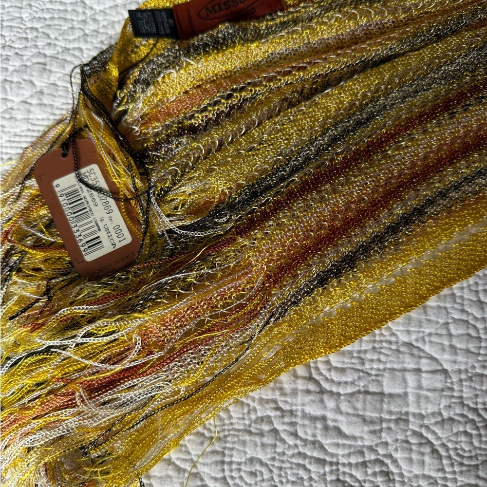 Missoni Vibrant Yellow and Brown Knit Foulard - Picture 3 of 4